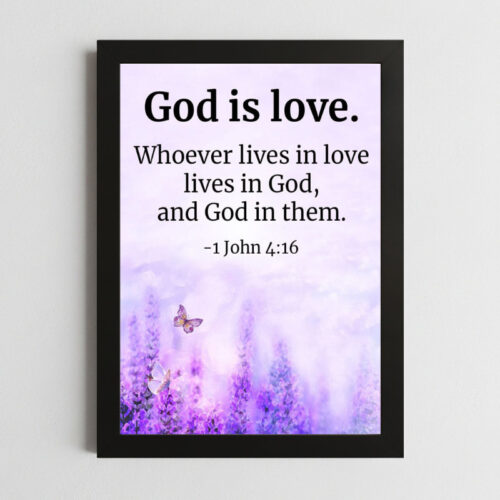 1 John 4:16 Inspirational Wall Art – Framed Christian Love & Faith