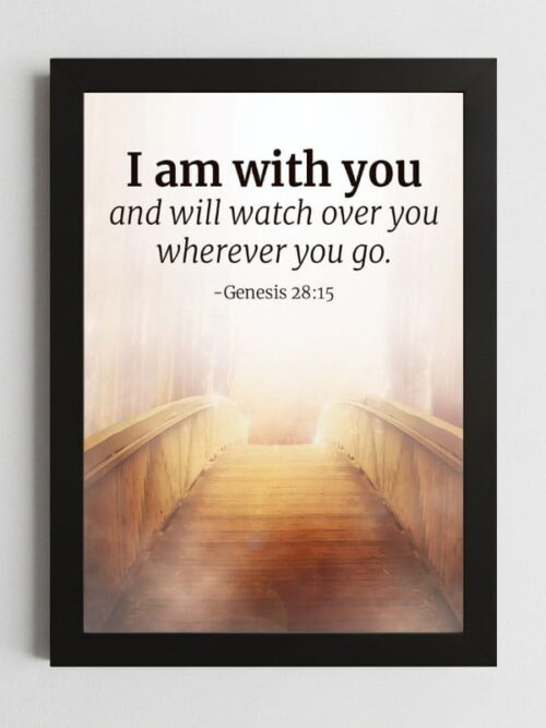 Bible Verse Wall Art Mockup_60 Genesis 28:15 Wall Art – Framed Christian Assurance & Presence