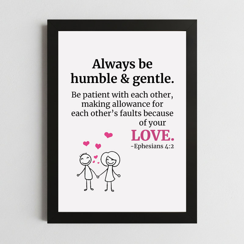 Ephesians 4:2 Wall Art – Framed Christian Humility & Patience