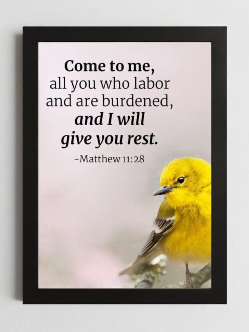 Bible Verse Wall Art Mockup_63 Matthew 11:28 Wall Art – Framed Christian Rest & Comfort