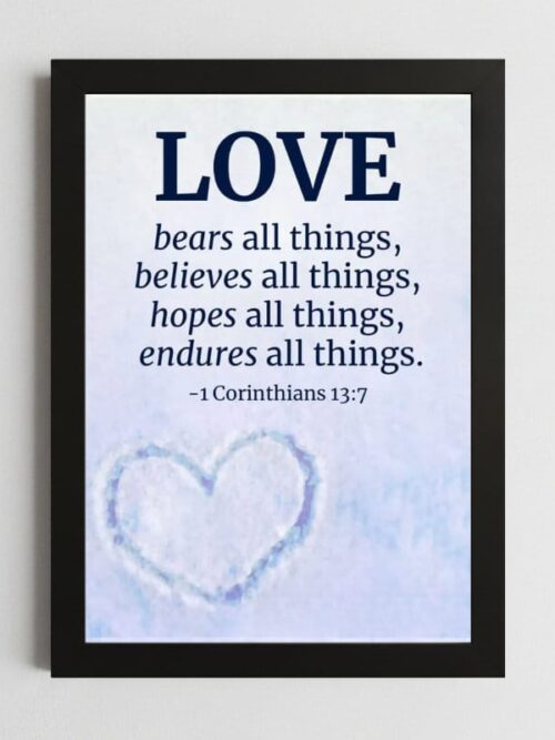 Bible Verse Wall Art Mockup_65 1 Corinthians 13:7 Wall Art – Framed Christian Love & Perseverance