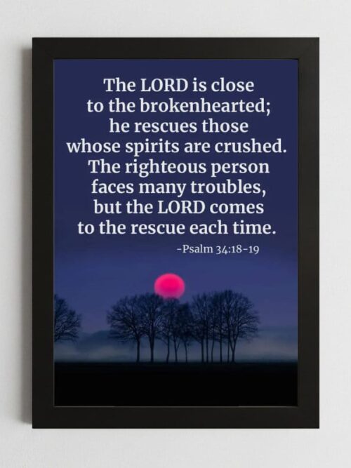 Bible Verse Wall Art Mockup_69 Psalms 34:18-19 Wall Art – Framed Christian Comfort & Healing
