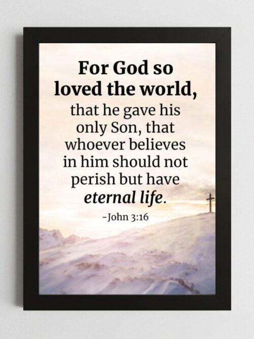 Bible Verse Wall Art Mockup_70 John 3:16 Wall Art – Framed Christian Love & Salvation