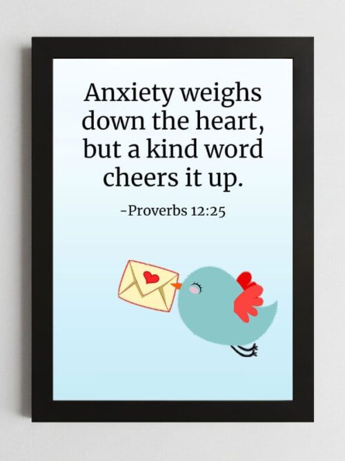 Bible Verse Wall Art Mockup_72 Proverbs 12:25 Wall Art – Framed Christian Comfort & Encouragement