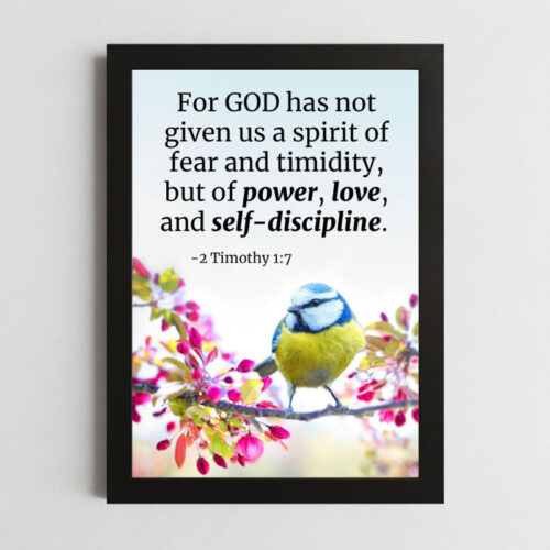 2 Timothy 1:7 Wall Art – Framed Christian Strength & Courage