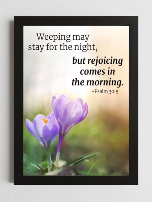 Bible Verse Wall Art Mockup_74 Psalms 30:5 Wall Art – Framed Christian Joy & Hope
