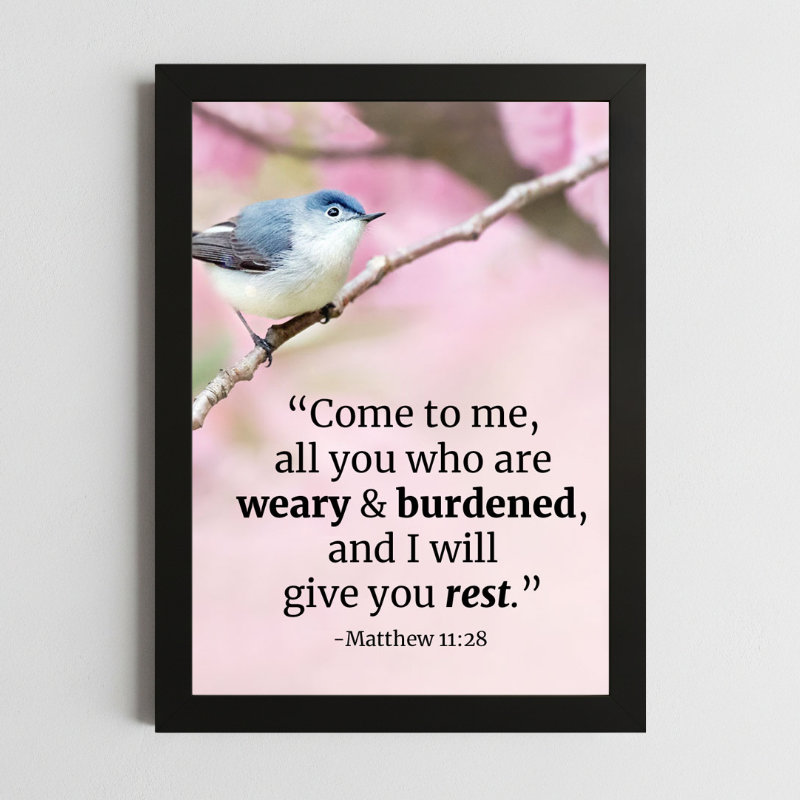 Matthew 11:28 Inspirational Wall Art – Framed Christian Comfort