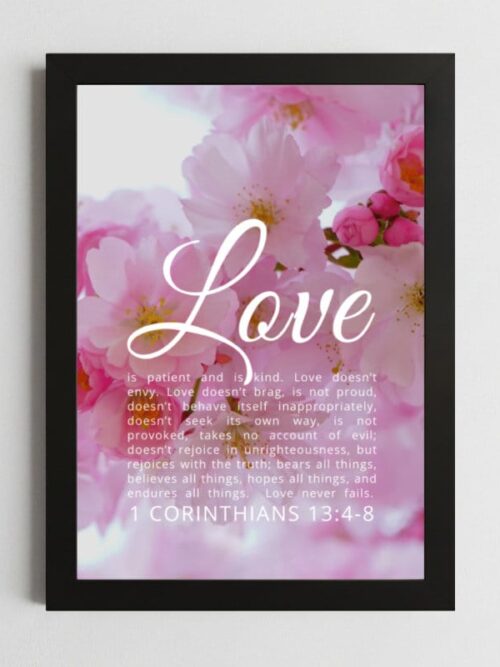 1 Corinthians 13:4-8 Wall Art – Framed Christian Love & Patience