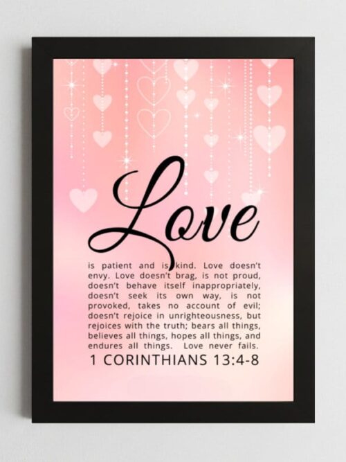 1 Corinthians 13:4-8 Love Wall Art – Framed Christian Relationship Inspiration