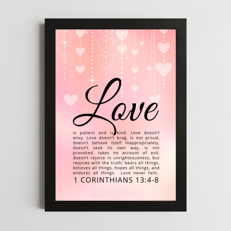 1 Corinthians 13:4-8 Love Wall Art – Framed Christian Relationship Inspiration